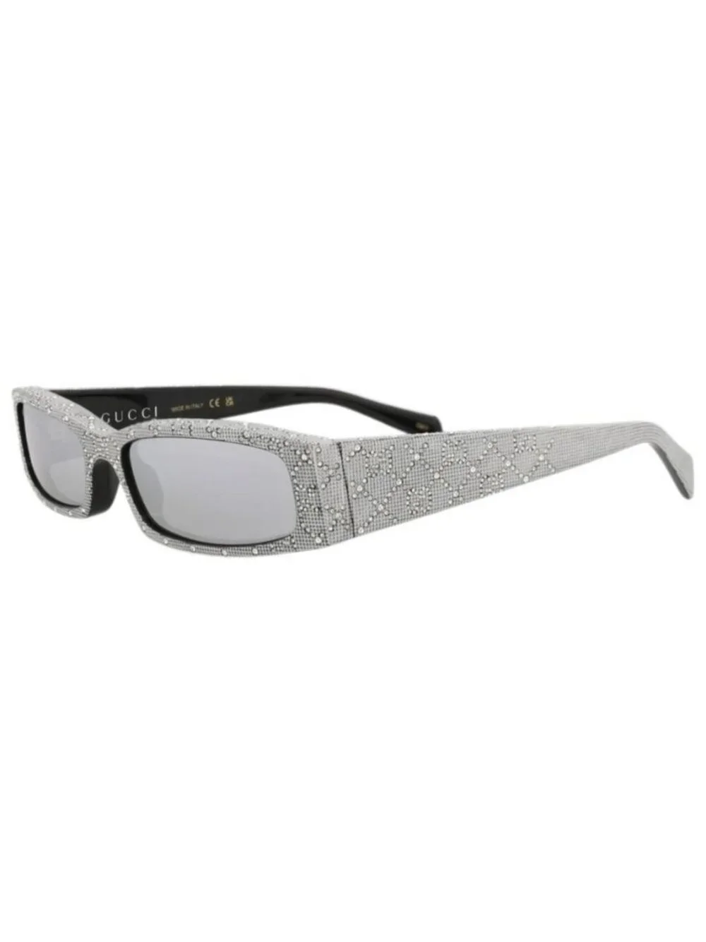 New Gucci Mens Square/Rectangle Black Black Silver Fashion Designer Sunglasses